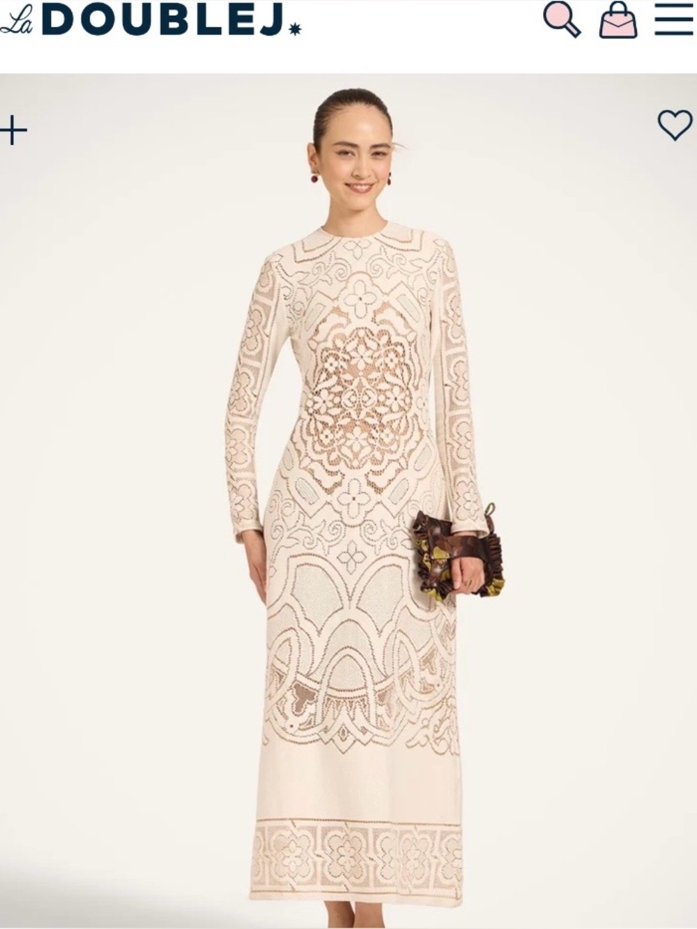 NWT LA DOUBLEJ women's lacey long sleeve swing dress in cream